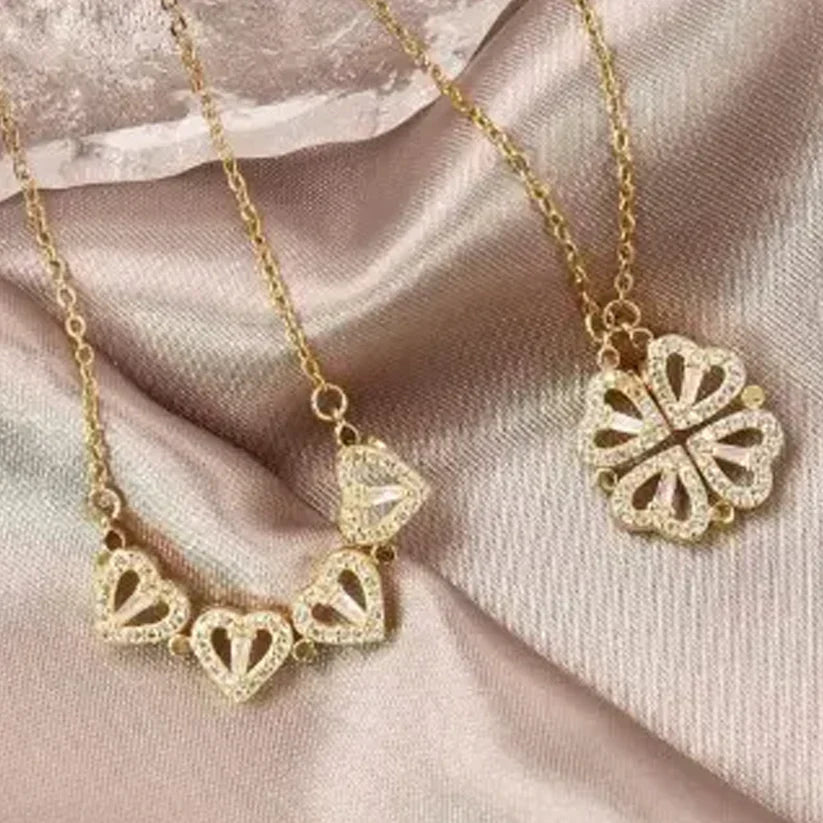 "Elegant Folding Heart Necklace Jewelry"