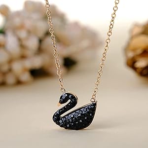 "Black Swan Necklace Jewelry"