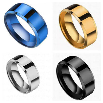 "Elegant 8mm Stainless Steel Rings in 4 Colors"