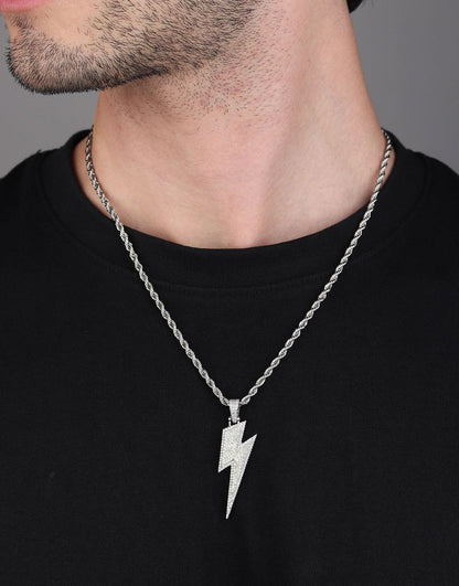 Iced Lightning Bolt Necklace