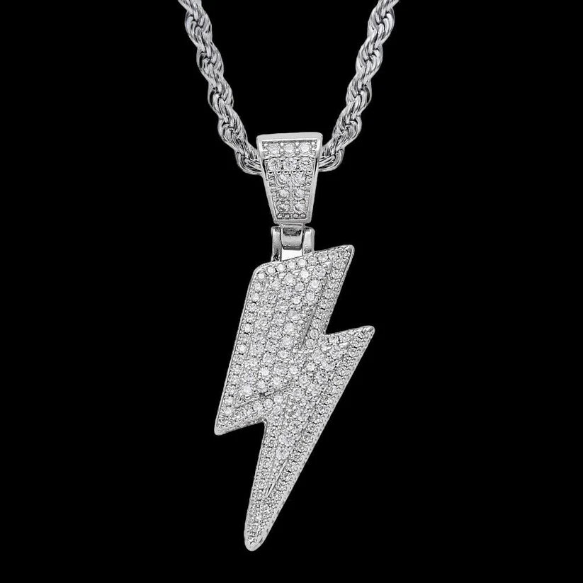 Iced Lightning Bolt Necklace