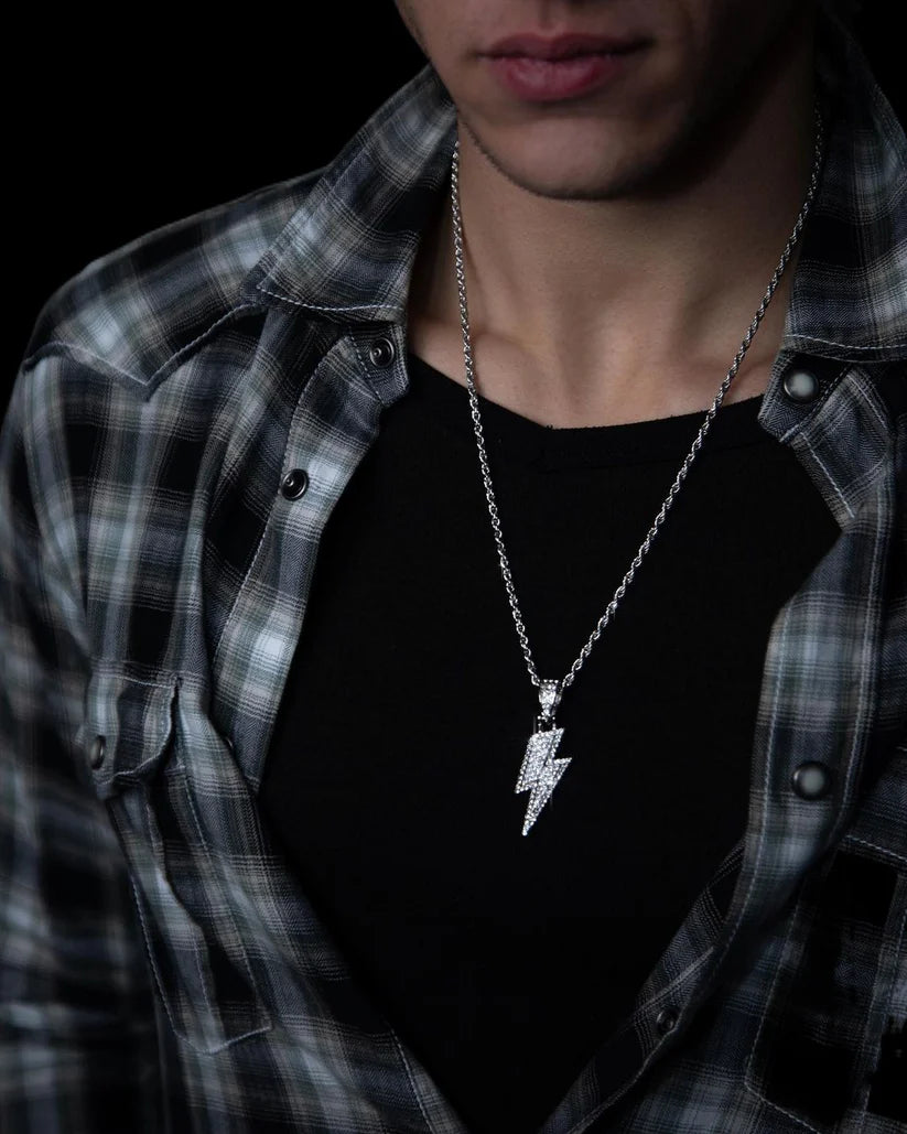 Iced Lightning Bolt Necklace